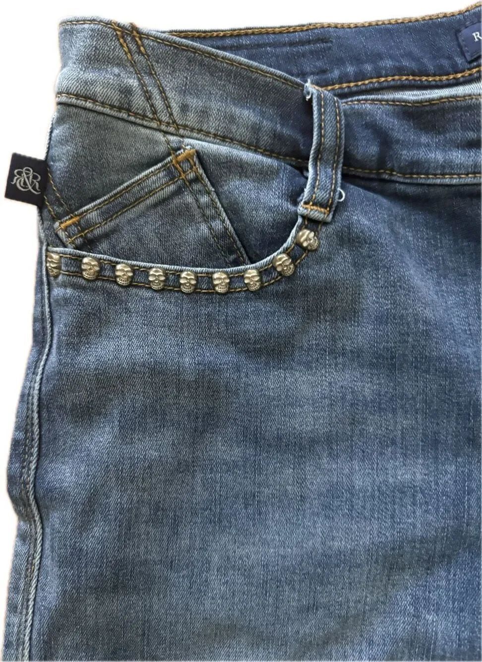 Rock & Republic Skinny Jeans Skull Grommet on Pockets Women’s Size 12